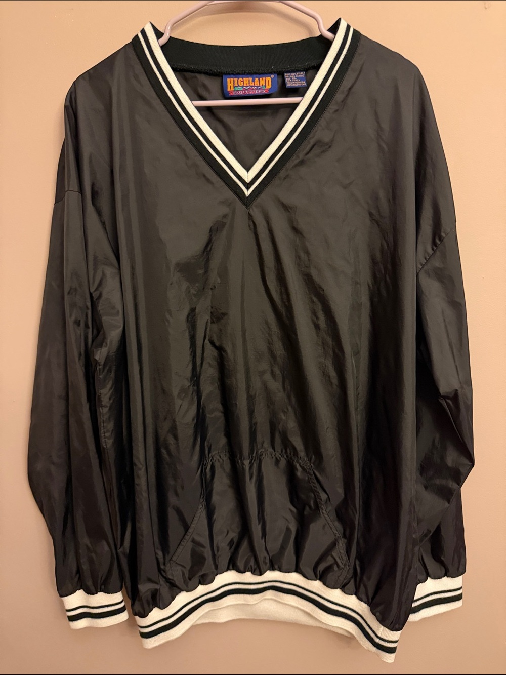 Vintage 90s Highland Outfitters Black V-Neck Pullover Windbreaker Jacket